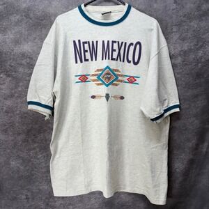 Vintage Signal Sports New Mexico Ringer T Shirt Mens XL XXL Gray Southwestern